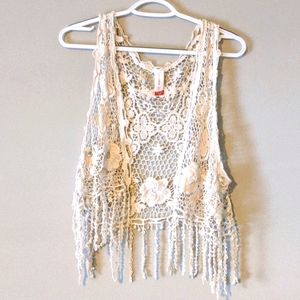 Crocheted Lace Cropped Vest